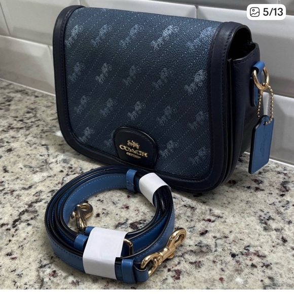 EUC Coach Horse & Carriage Dot Print Saddle Crossbody Bag - Picture 5 of 10